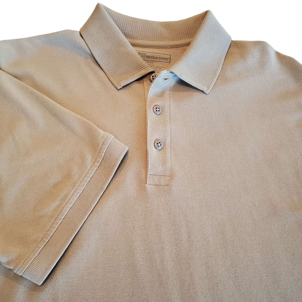 5.11 Tactical Men's Professional Polo Shirt Tan Short Sleeve Pen Pocket Large